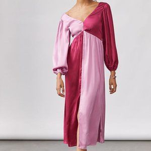 Anthropologie Color Block Satin Dress